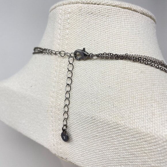 Multi Strand Necklace Black Goth Whimsigoth Sparkle Dressy Simple Minimal - Picture 6 of 8